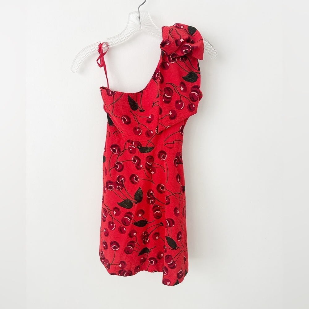 NWT Anthropologie Cherry One-Shoulder Printed Mini Dress 0P Maeve Party - Picture 9 of 12